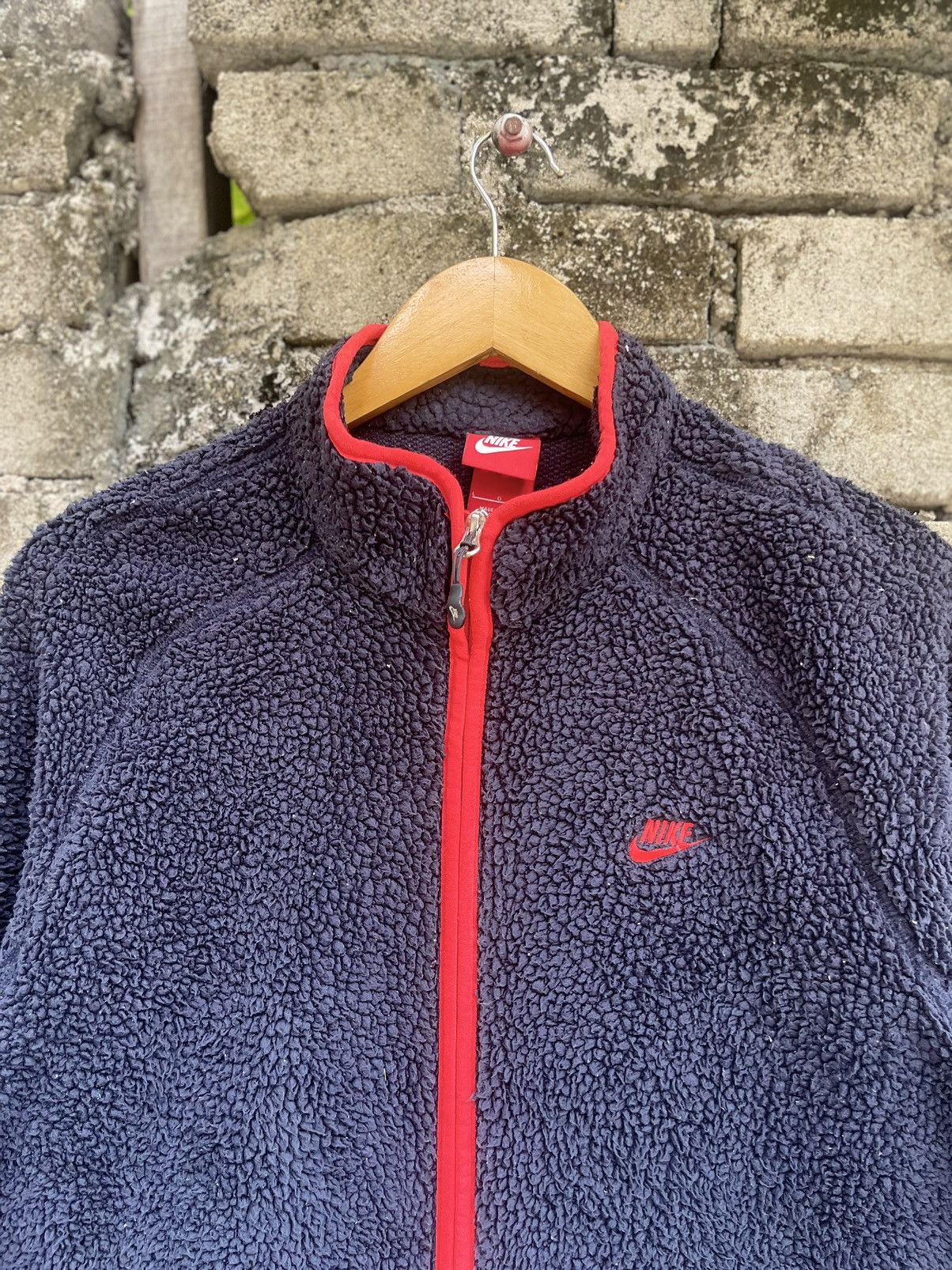 Vintage Nike Fleece Jacket Navy Blue Red Trim Full Zip Size L Size US S / EU 44-46 / 1 - 5 Thumbnail
