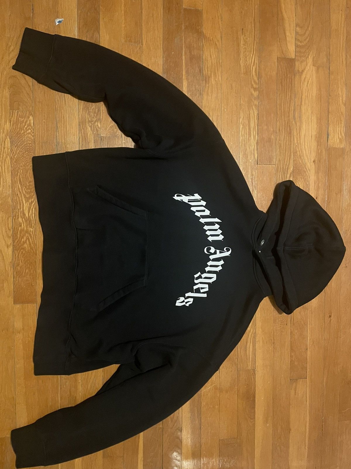image of Palm Angels Logo Hoodie in Black, Men's (Size Large)