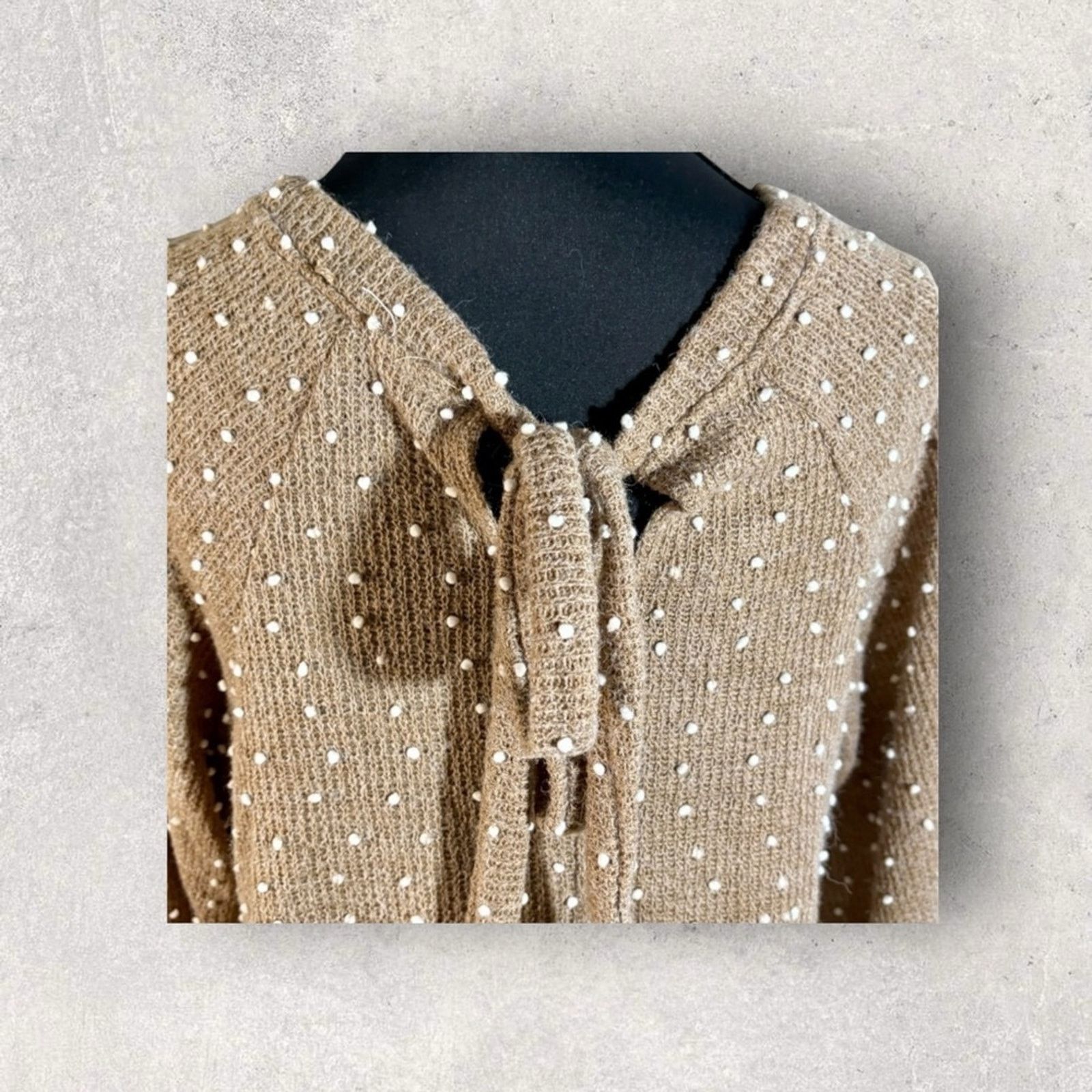 Anthropologie Blu Pepper Cream Peplum Blouse with Ruffle Polka Dot Details Size S / US 4 / IT 40 - 3 Thumbnail