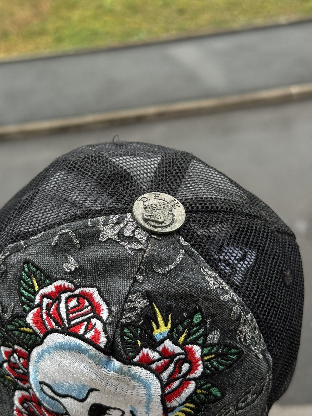 Ed Hardy Don Ed Hardy Skull Tattoo American Trapper cap hat Size ONE SIZE - 4 Thumbnail