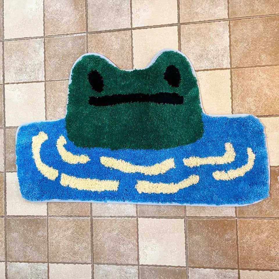 Vintage Frog Tufted Rug Funny Thickened Non Slip Foot Size ONE SIZE - 1 Thumbnail