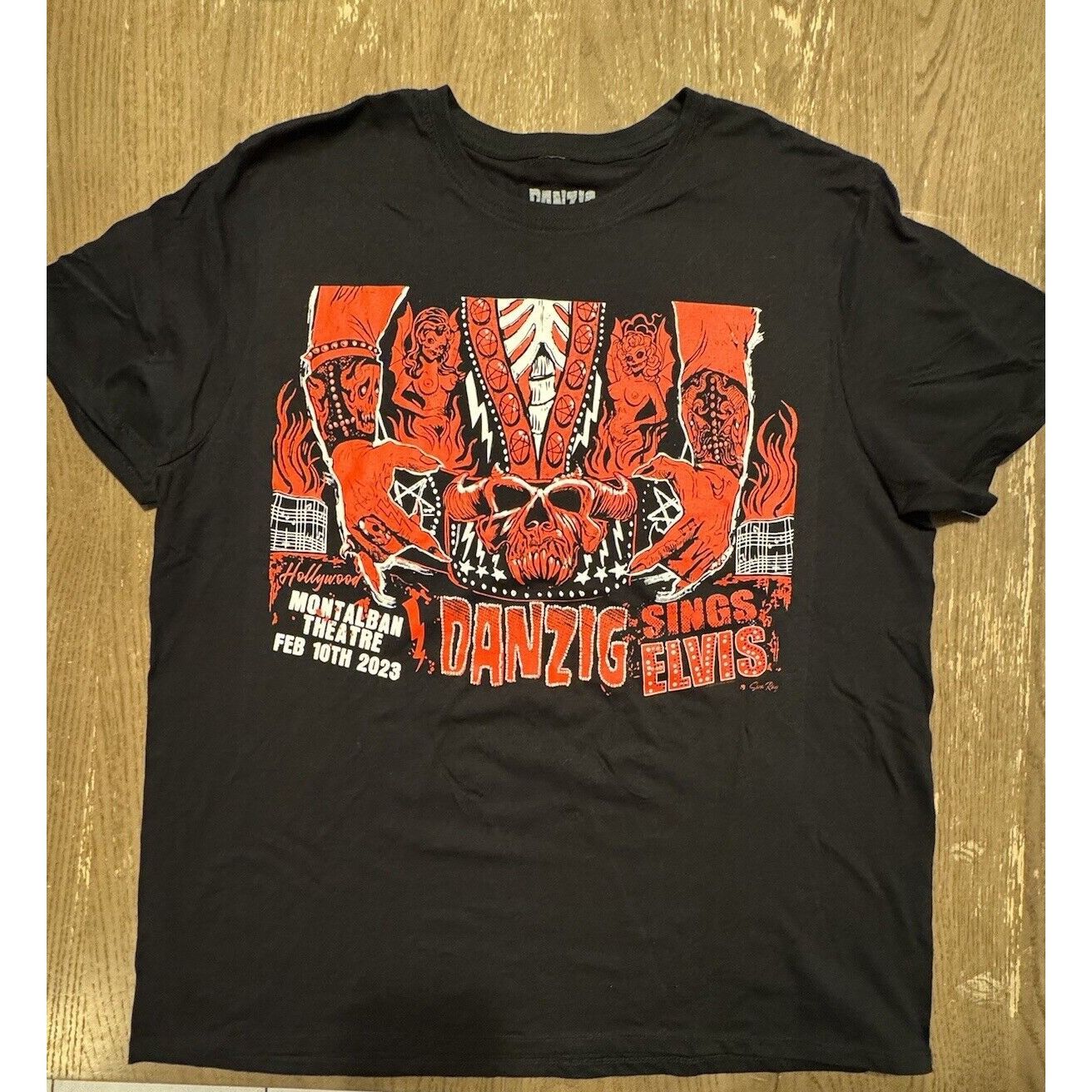 image of Unbrnd Danzig Shirt Danzig Sings Elvis Las Vegas Misfits Samhain Mo in Black Red (Size Medium)