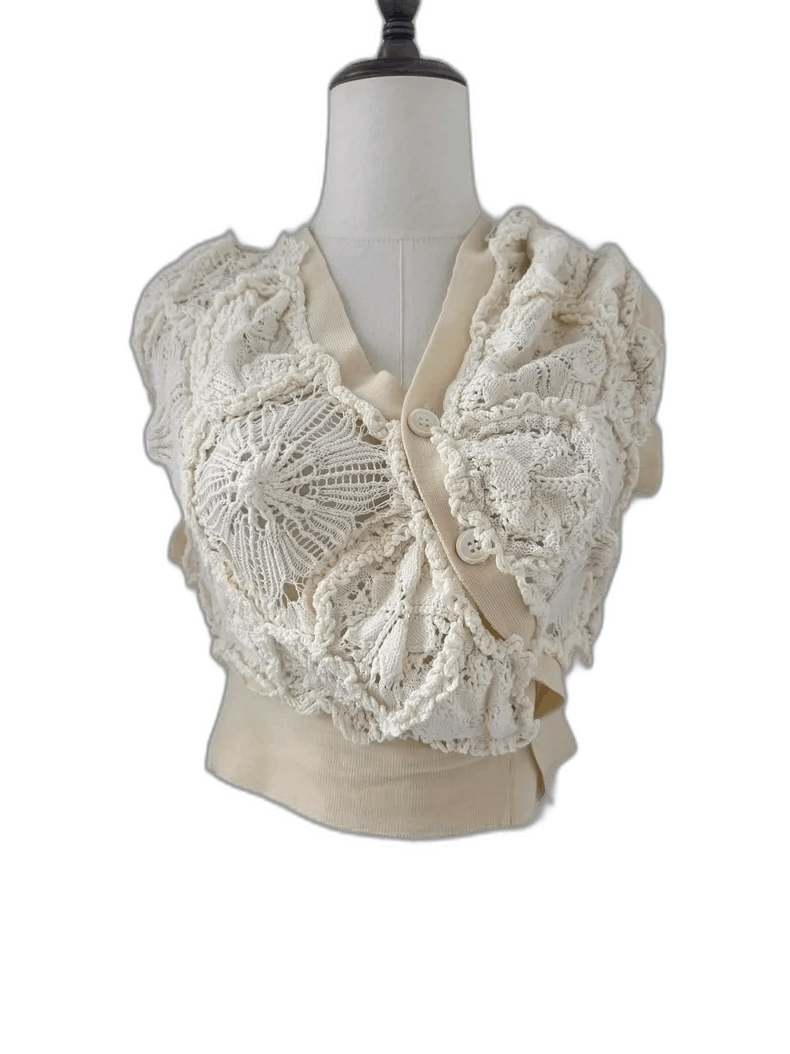 Junya Watanabe Junya Watanabe Cream Knit Blouse Size M / US 6-8 / IT 42-44 - 1 Thumbnail