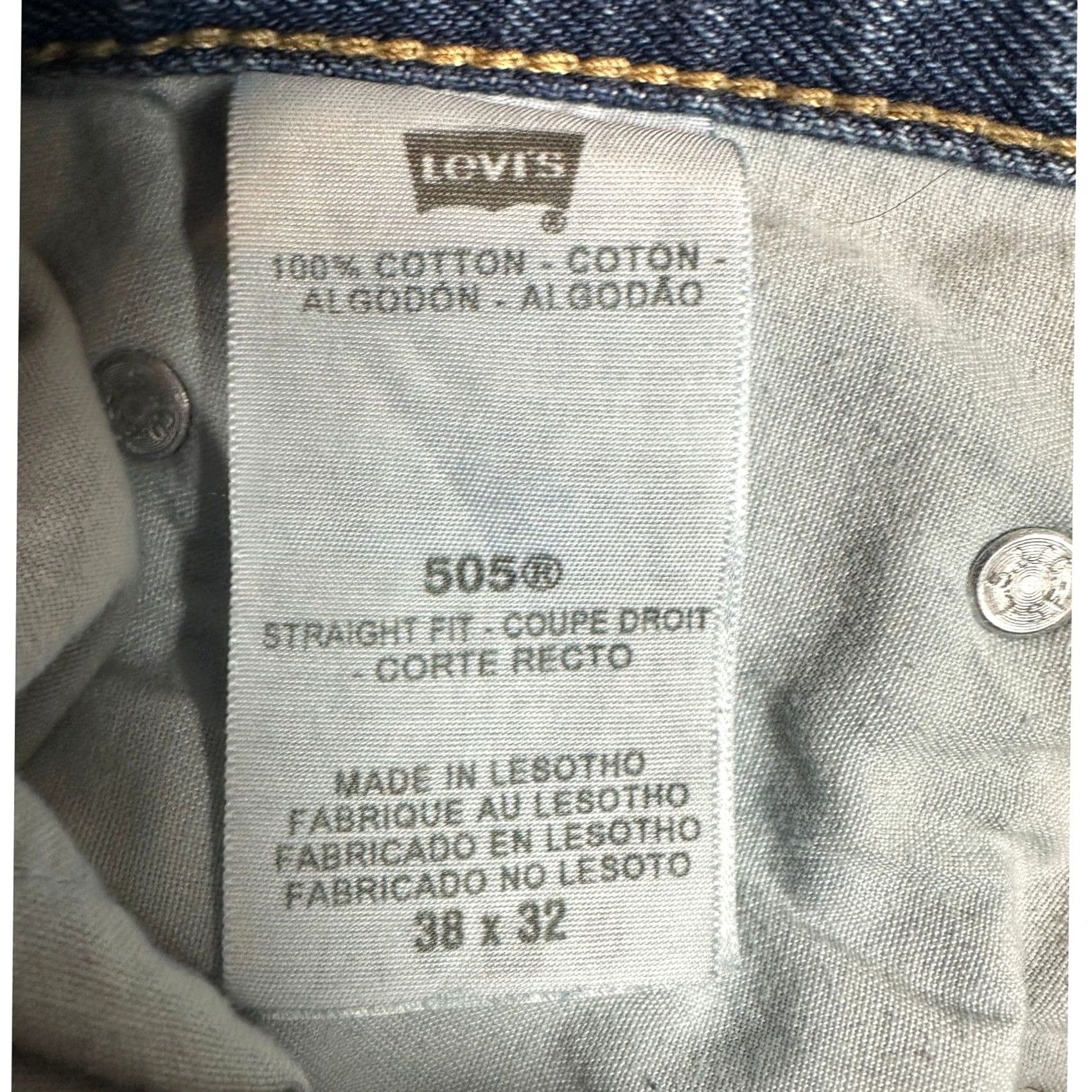 Levi's Levis 505 Jeans Mens 38X32 Blue Straight Fit 5 Pocket Red Tab Casual Denim Pants Size US 38 / EU 54 - 6 Thumbnail