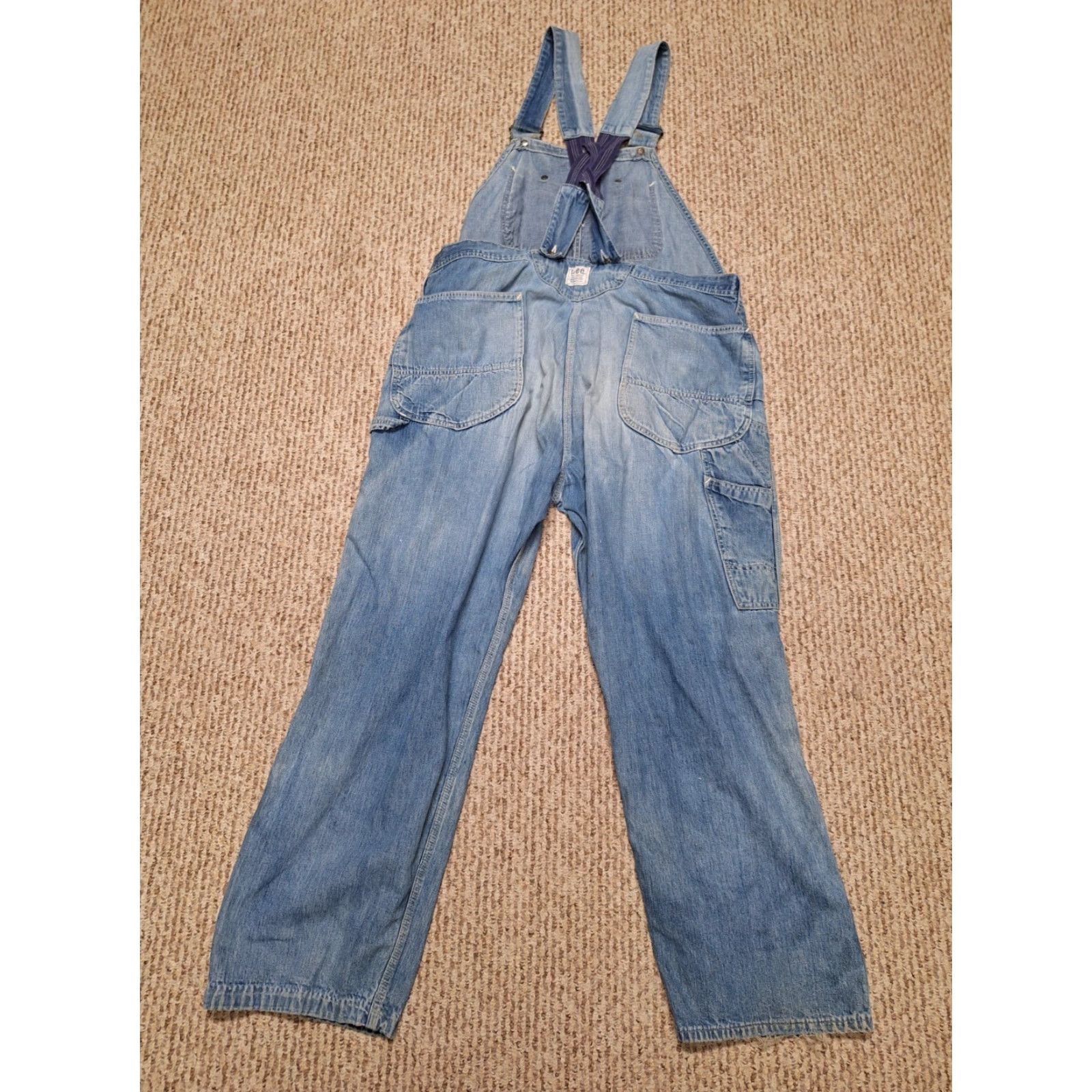 Lee VINTAGE 60s Lee Overalls Distressed Work Sz 41 Denim Blue 1960s Mens Female? Size US 41 - 7 Thumbnail