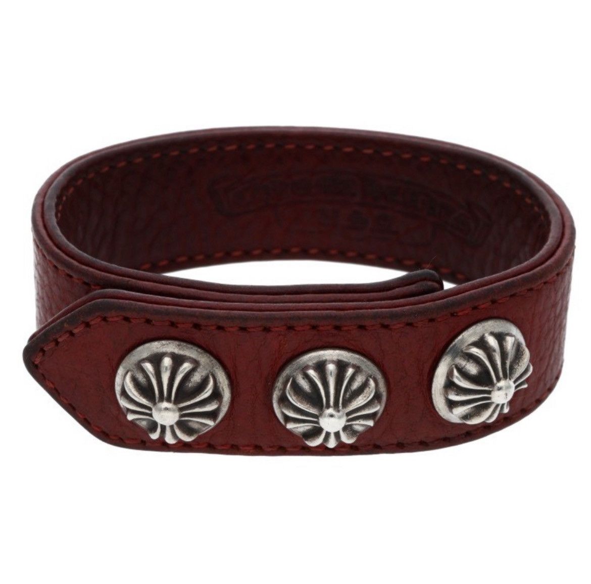 Chrome Hearts cross Leather Bracelet Red/Silver