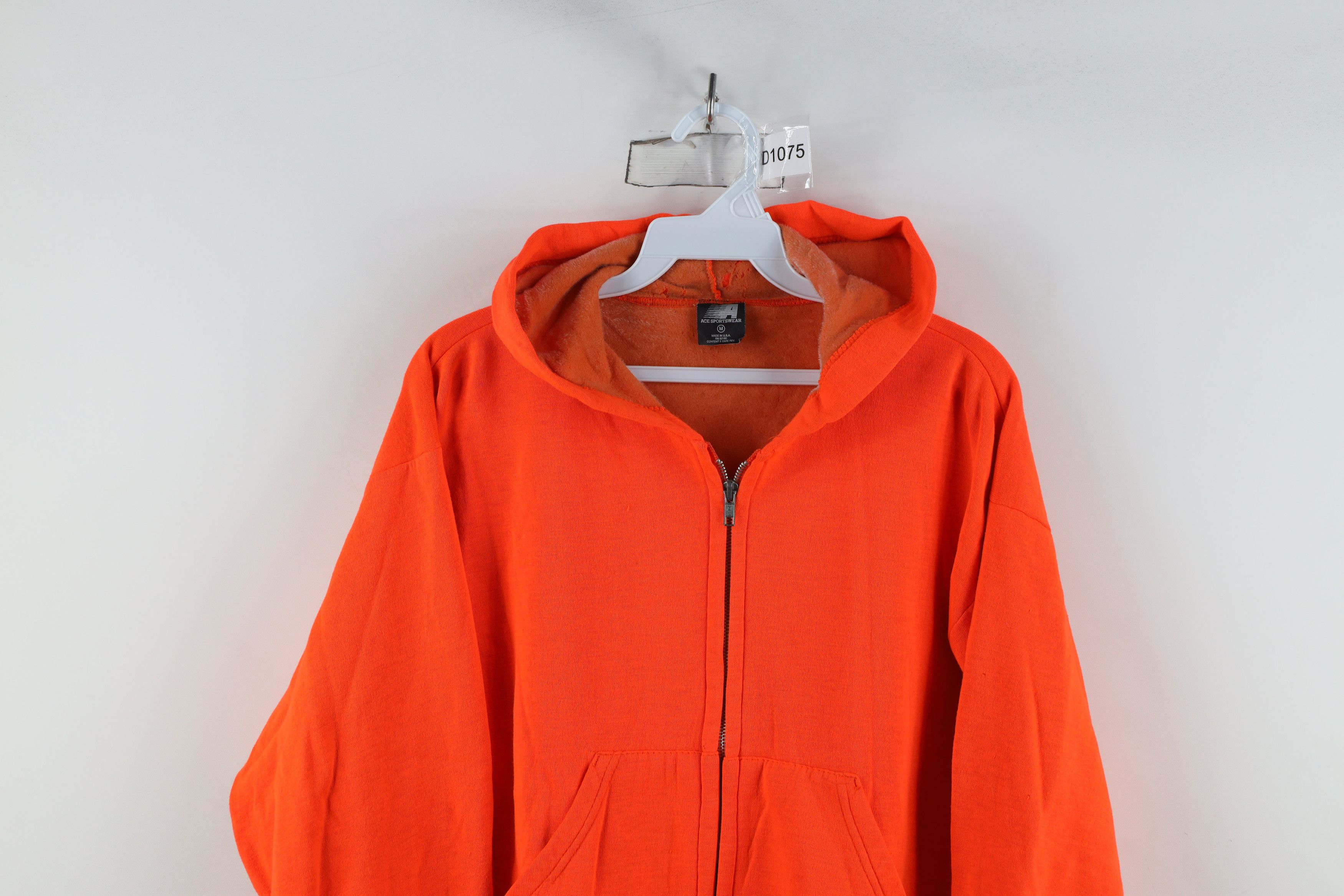 Vintage Vintage 70s 80s Streetwear Lined Zip Hoodie Blaze Orange USA Size US M / EU 48-50 / 2 - 2 Thumbnail