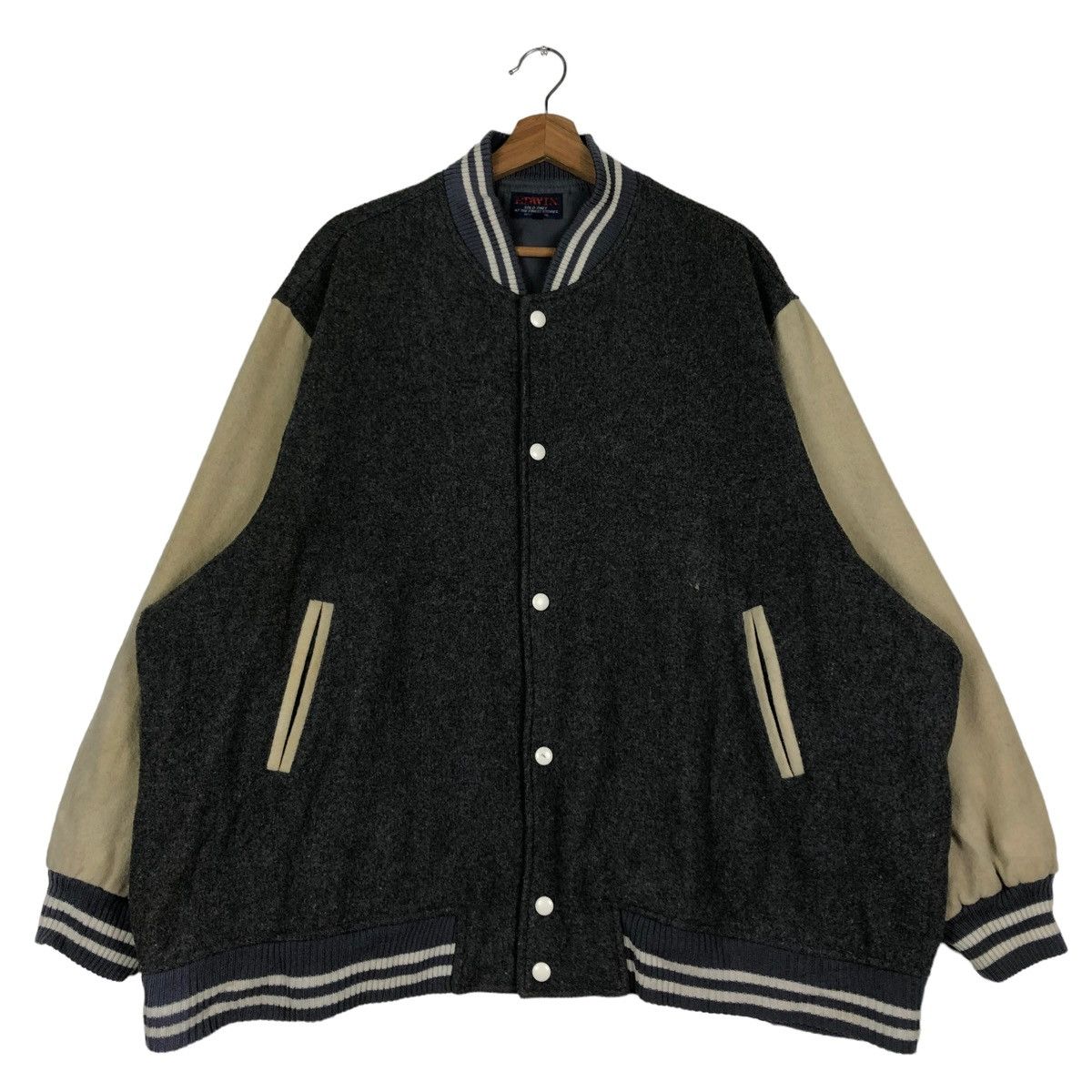 Edwin 🔥VINTAGE VARSITY WOOL JACKET EDWIN ISSEY MIYAKE JAPAN Size US L / EU 52-54 / 3 - 1 Thumbnail