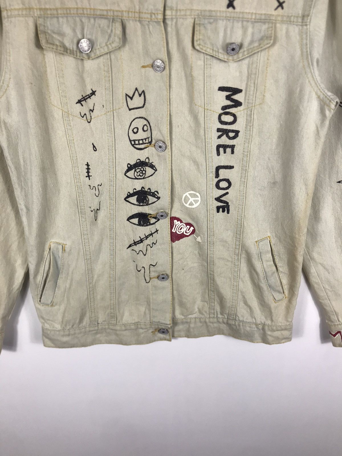 If Six Was Nine ⚡️Vintage Art Frash Lover Rock Button Denim Jacket Size M / US 6-8 / IT 42-44 - 5 Thumbnail