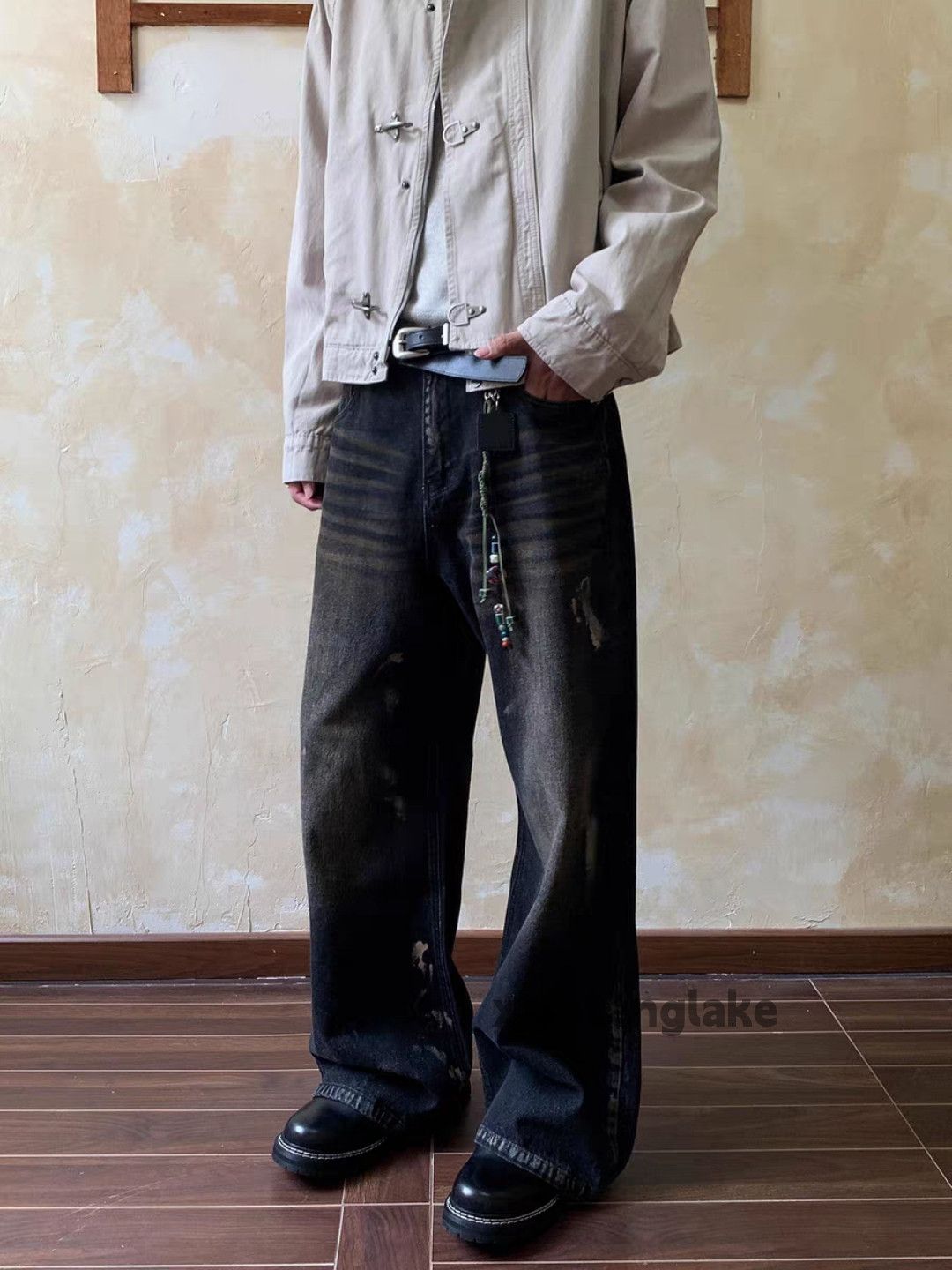 Jean xtl washed faded loose baggy hiphop paint jeans Size US 30 / EU 46 - 2 Thumbnail