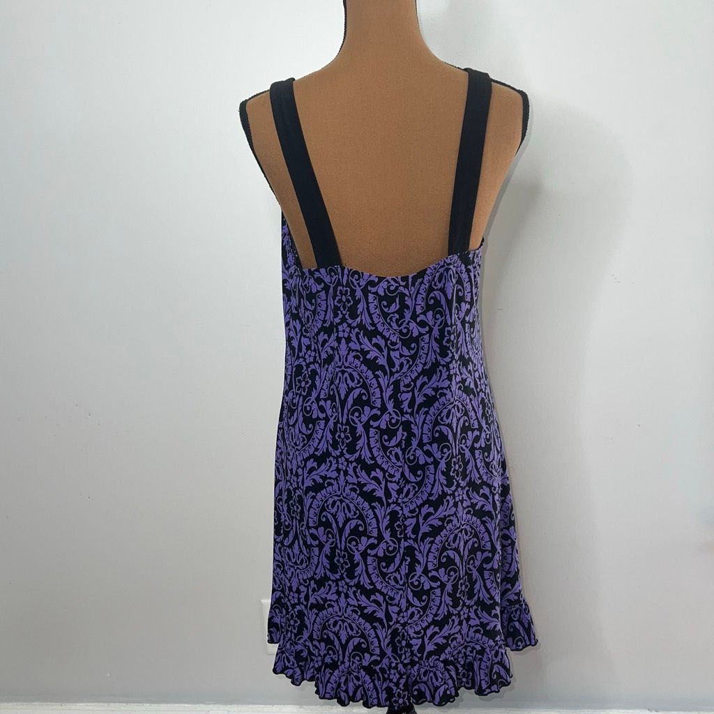 Alpha Studio Studio Donatella Purple & Black Floral Print Chemise Nightgo Size ONE SIZE - 5 Thumbnail