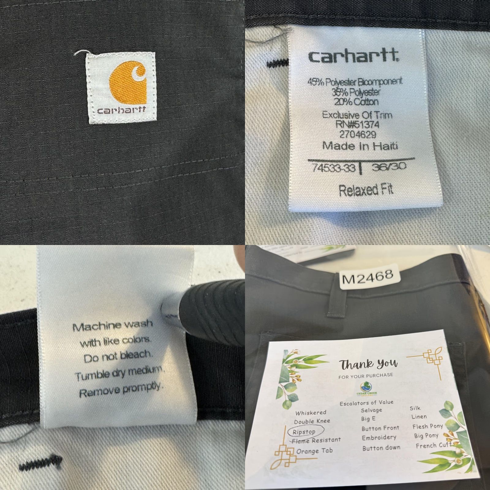 Carhartt Carhartt Ripstop Pants Mens 36x30 Gray Relaxed Fit Utility Work Zipper Pocket Pants Size US 36 / EU 52 - 8 Thumbnail