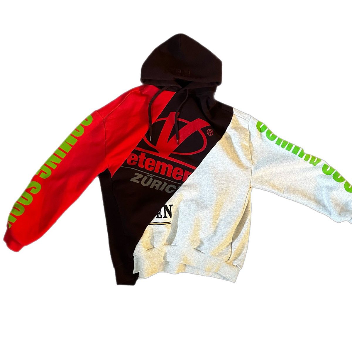 Vetements vetements ss18 “zurich split hoodie” | Grailed