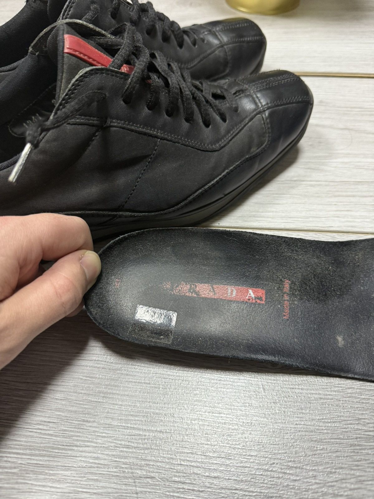 Prada Prada red tab square vintage nylon leather sneakers logo Size US 9 / IT 39 - 10 Thumbnail