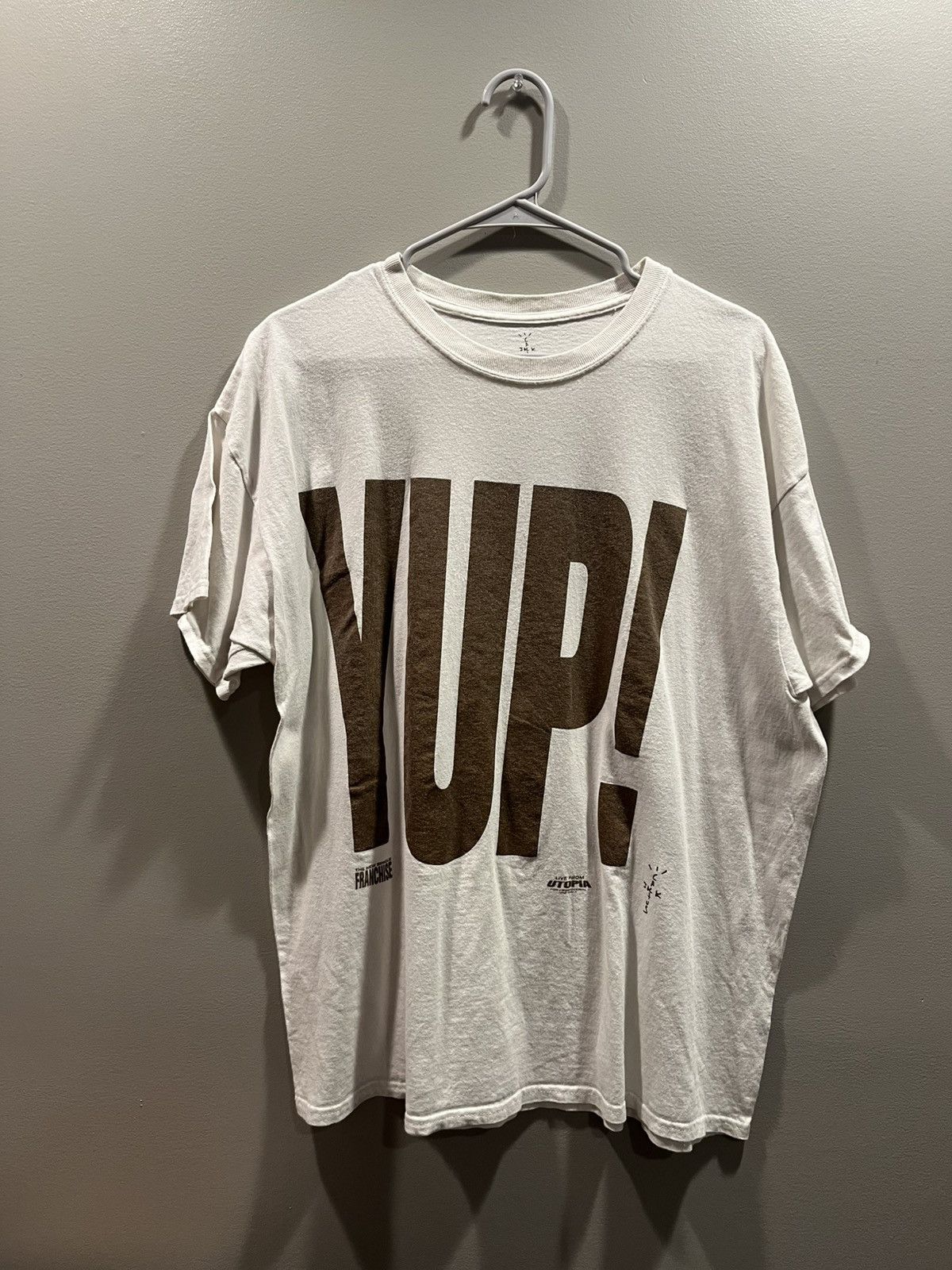 Tシャツ・カットソー Travis Scott Franchise Promo YUP! T-shirt Travis Scott Franchise Promo Yup/Bamboozled Tee White One