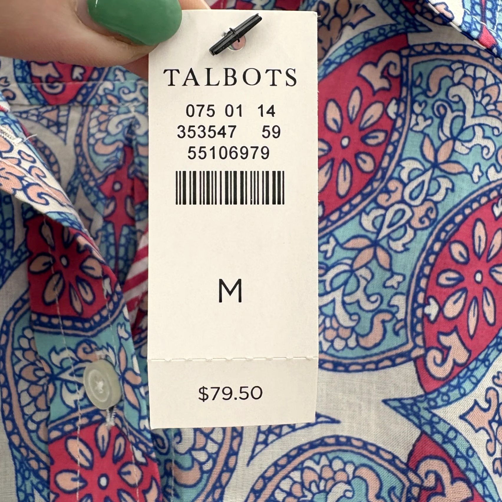 Talbots Talbots Shirt Womens M Multicolor Paisley Button-Up Long Sleeve NWT Boho Casual Size M / US 6-8 / IT 42-44 - 5 Thumbnail