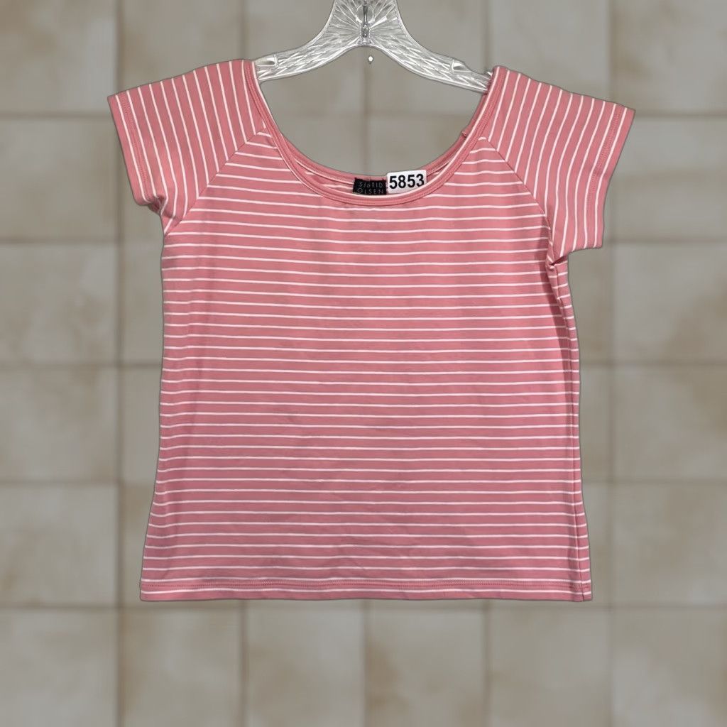 Pinko Sigrid Olsen Sport Women's T-Shirt Small Pink White Stripes Summer Beach Casual Stretch 2020s Size S / US 4 / IT 40 - 1 Thumbnail