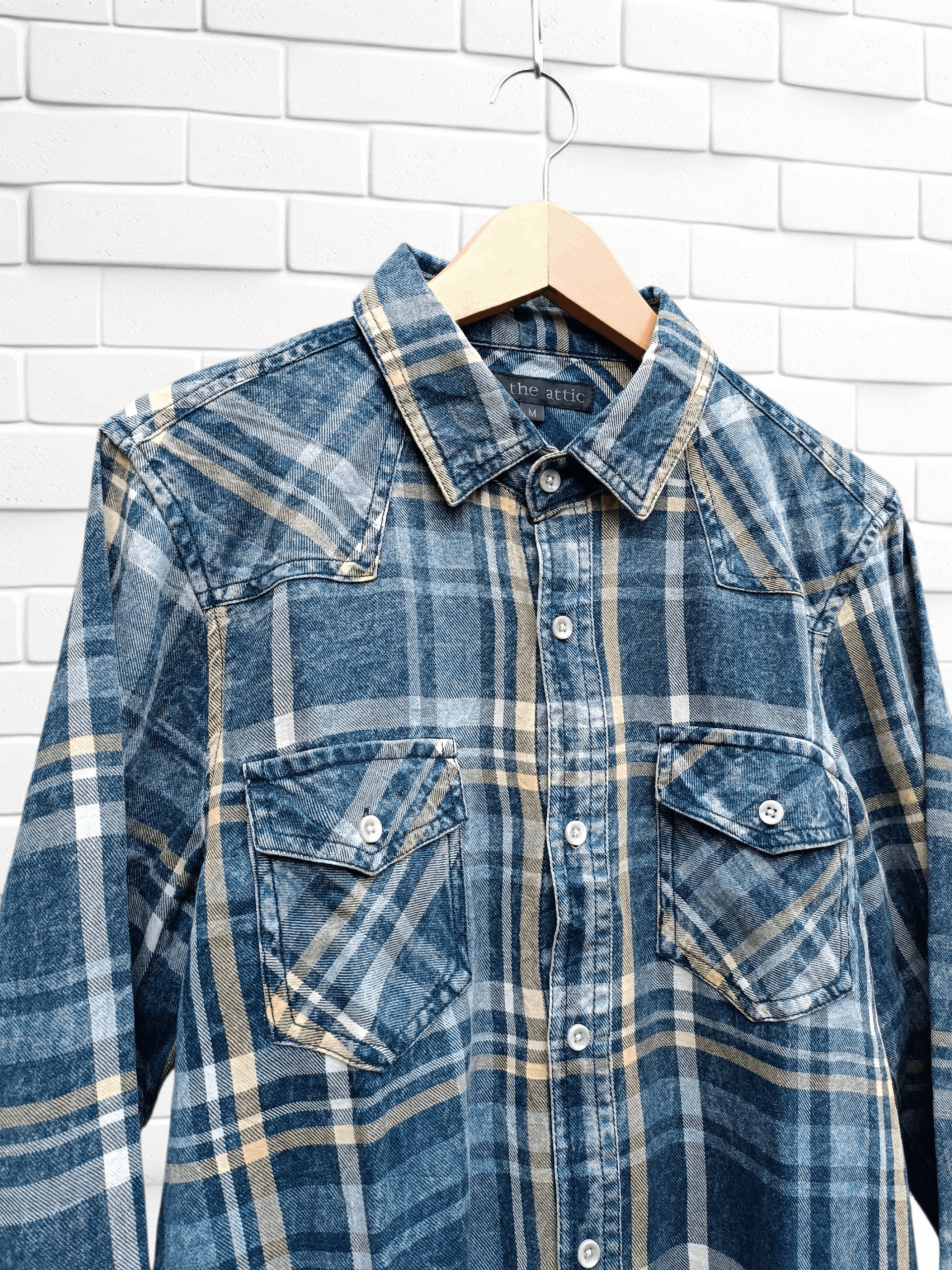 In The Attic In The Attic Denim Indigo Dyed Check Shirt Size US M / EU 48-50 / 2 - 4 Thumbnail