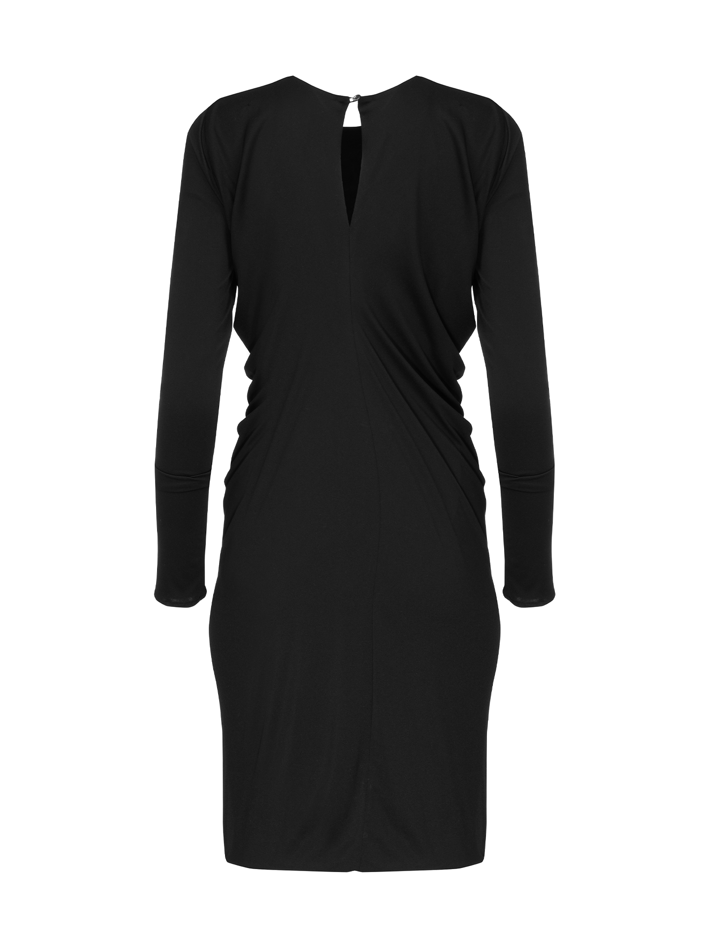 Salvatore Ferragamo Ferragamo black asymmetric draped long sleeve dress Size M / US 6-8 / IT 42-44 - 2 Thumbnail