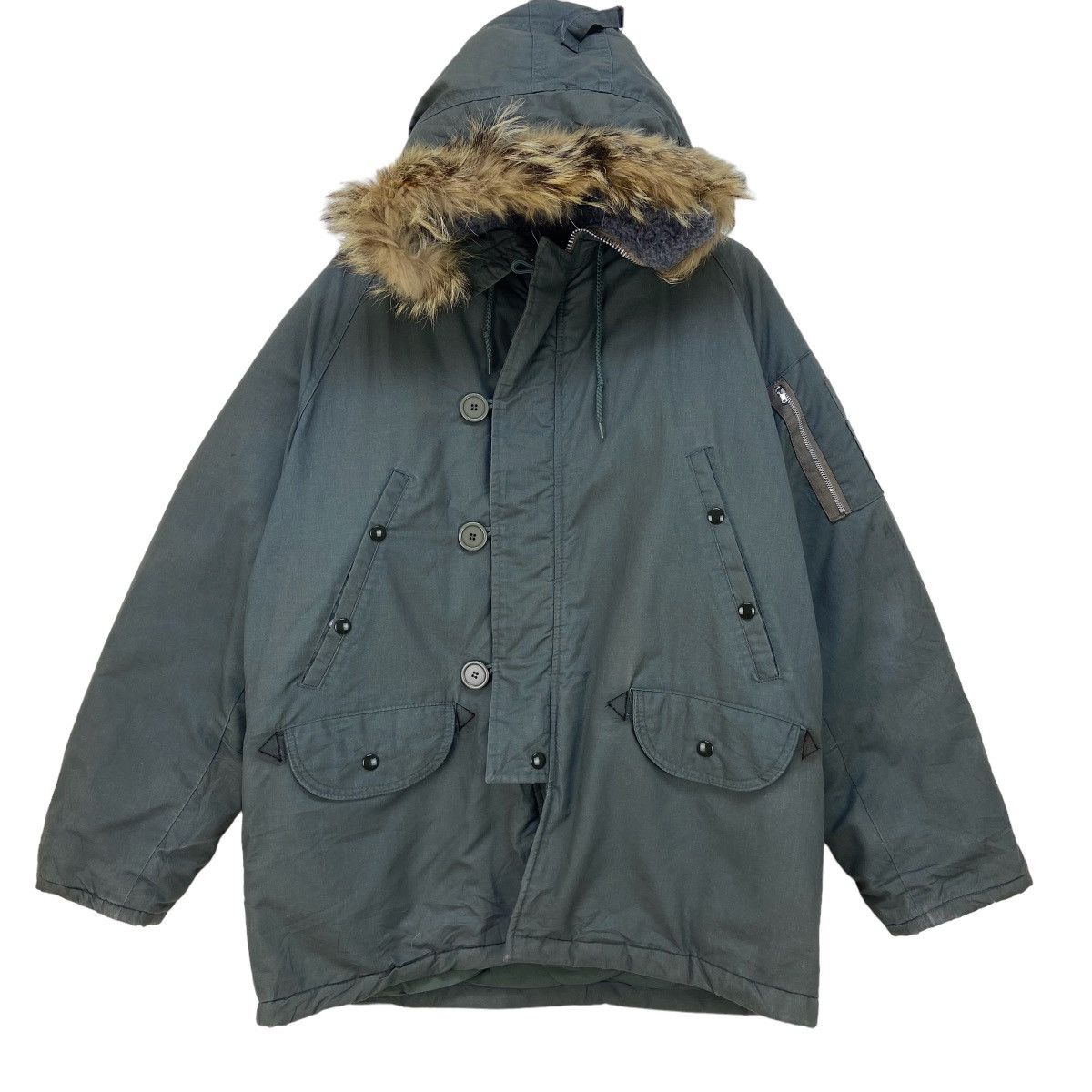 image of Arctic Army x Made In USA Vintage Corinth Mfg Arctic Parka Flight Type N3B Furred Hood in Green (Si