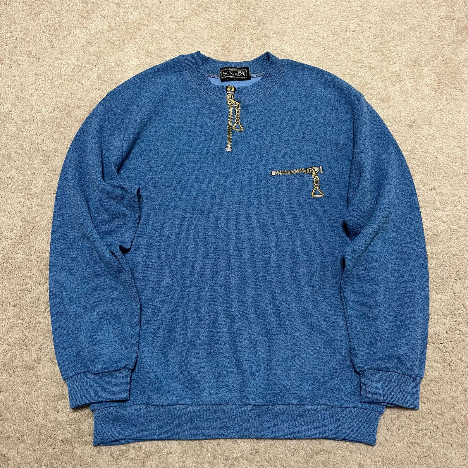 Other Vintage Sundance Zip Detail Blue Crewneck Sweatshirt Large Size L / US 10 / IT 46 - 1 Thumbnail