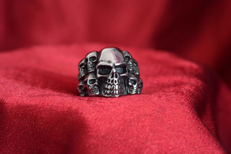 Jewelry Skull Dark Jewelry Rings Open Size Chrome Ring (Size 7-13) Size ONE SIZE - 3 Thumbnail