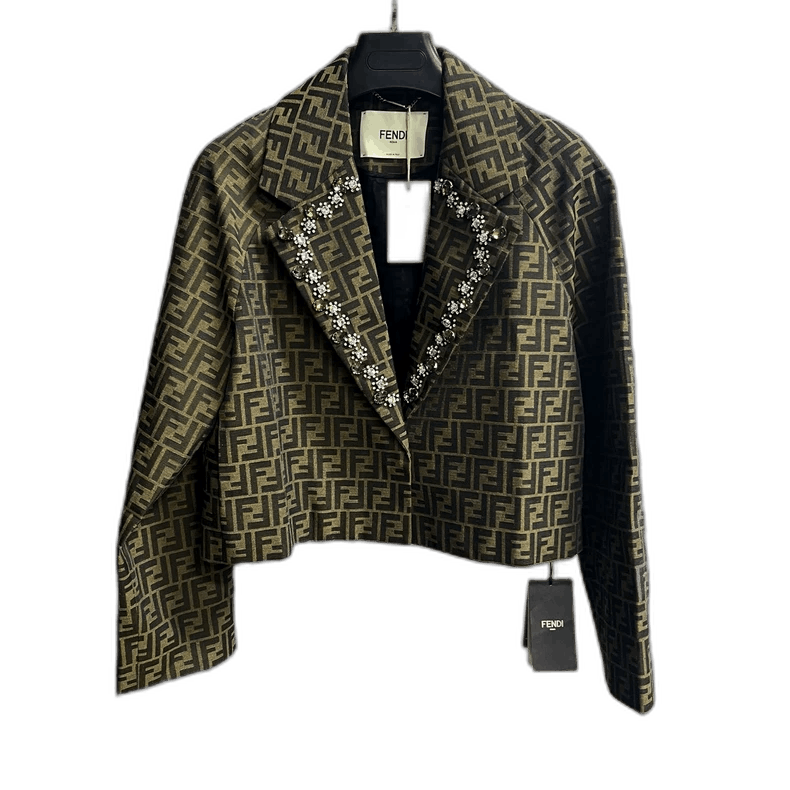 Fendi Fendi Brown Letter Print Long Sleeve Jacket Size US M / EU 48-50 / 2 - 1 Thumbnail