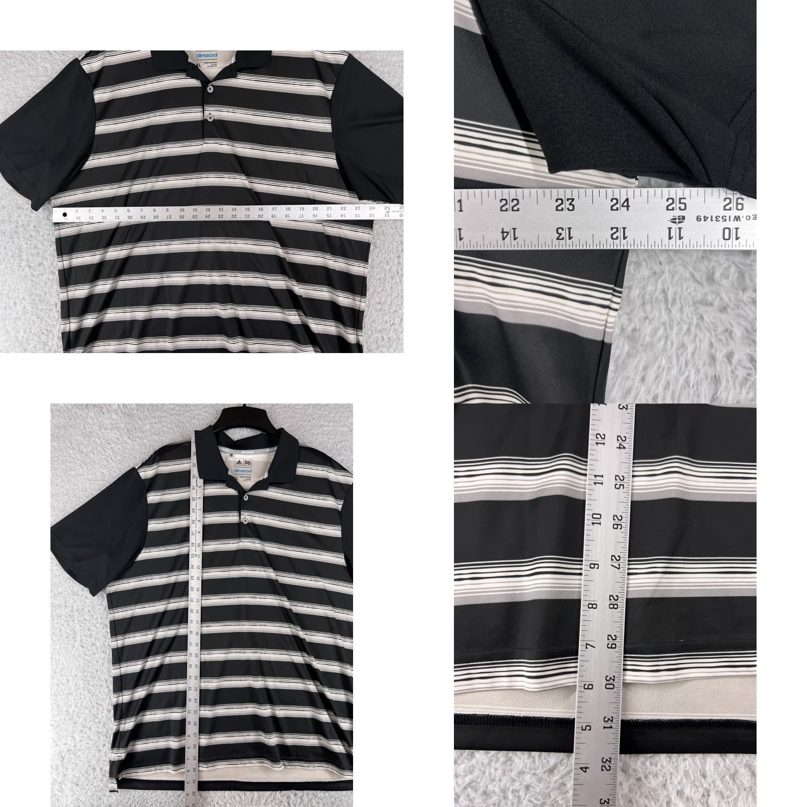 Adidas adidas Polo Shirt Mens XL Black White Striped Golf 100% Polyester Polo Shirt adidas Golf Polo Men Black White Striped 100% Polyester Size US XL / EU 56 / 4 - 8 Thumbnail
