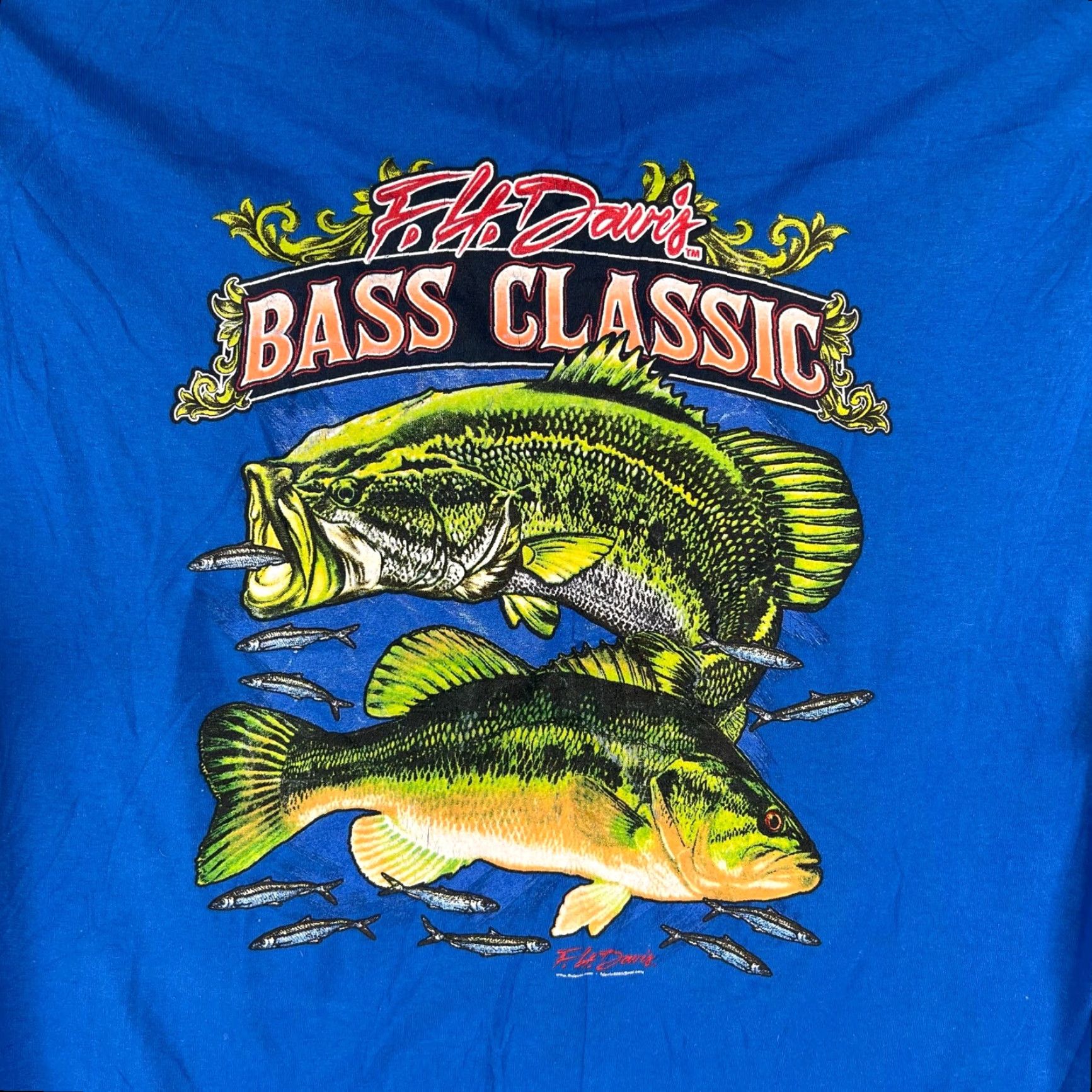 Vintage VINTAGE Bass Classic F H Davis Shirt Mens XL Blue 2 Sided Graphic Tee Shirt Mens XL Blue 2 Sided Graphic Tee Size US XL / EU 56 / 4 - 4 Thumbnail