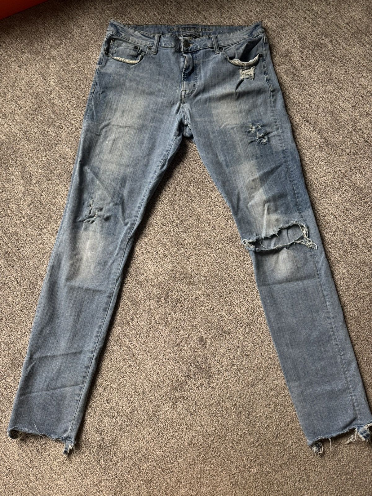 American Eagle Outfitters TALL GUYS!! Distressed Slim Straight Jeans Size US 36 / EU 52 - 2 Thumbnail