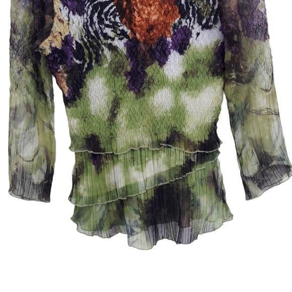 Alberto Vtg Artsy Alberto Makali Mixed Media Crinkle Top Blouse Sz Size M / US 6-8 / IT 42-44 - 6 Thumbnail