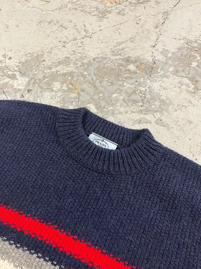Prada AW2014 Prada Navy Stripes Navy Wool Sweater Size US L / EU 52-54 / 3 - 5 Thumbnail