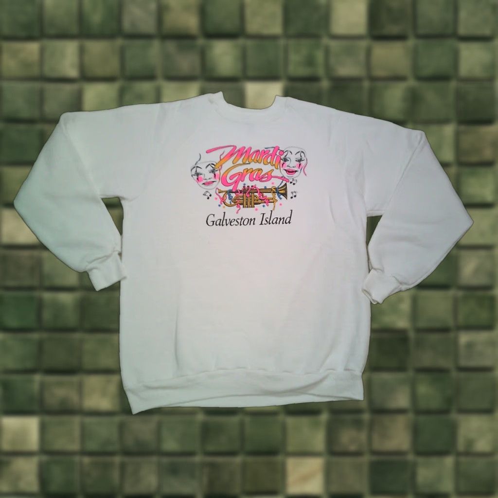 Russell Athletic VINTAGE Russell Athletic Crewneck Sweatshirt Mens Large White 90s Mardi Gras Galveston Island - Graphic Print, Logo, Pullover Size US L / EU 52-54 / 3 - 1 Thumbnail