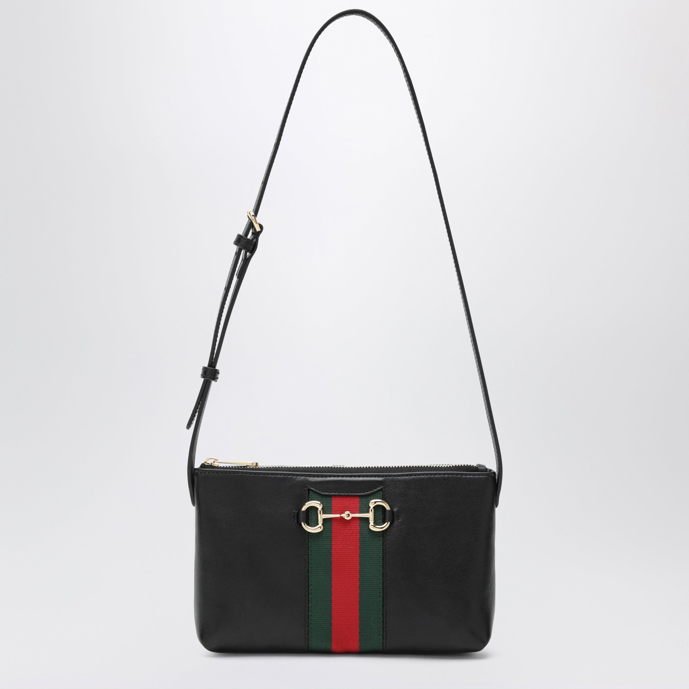 Gucci Gucci Black Leather Mini Horsebit Web Bag Size ONE SIZE - 1 Thumbnail