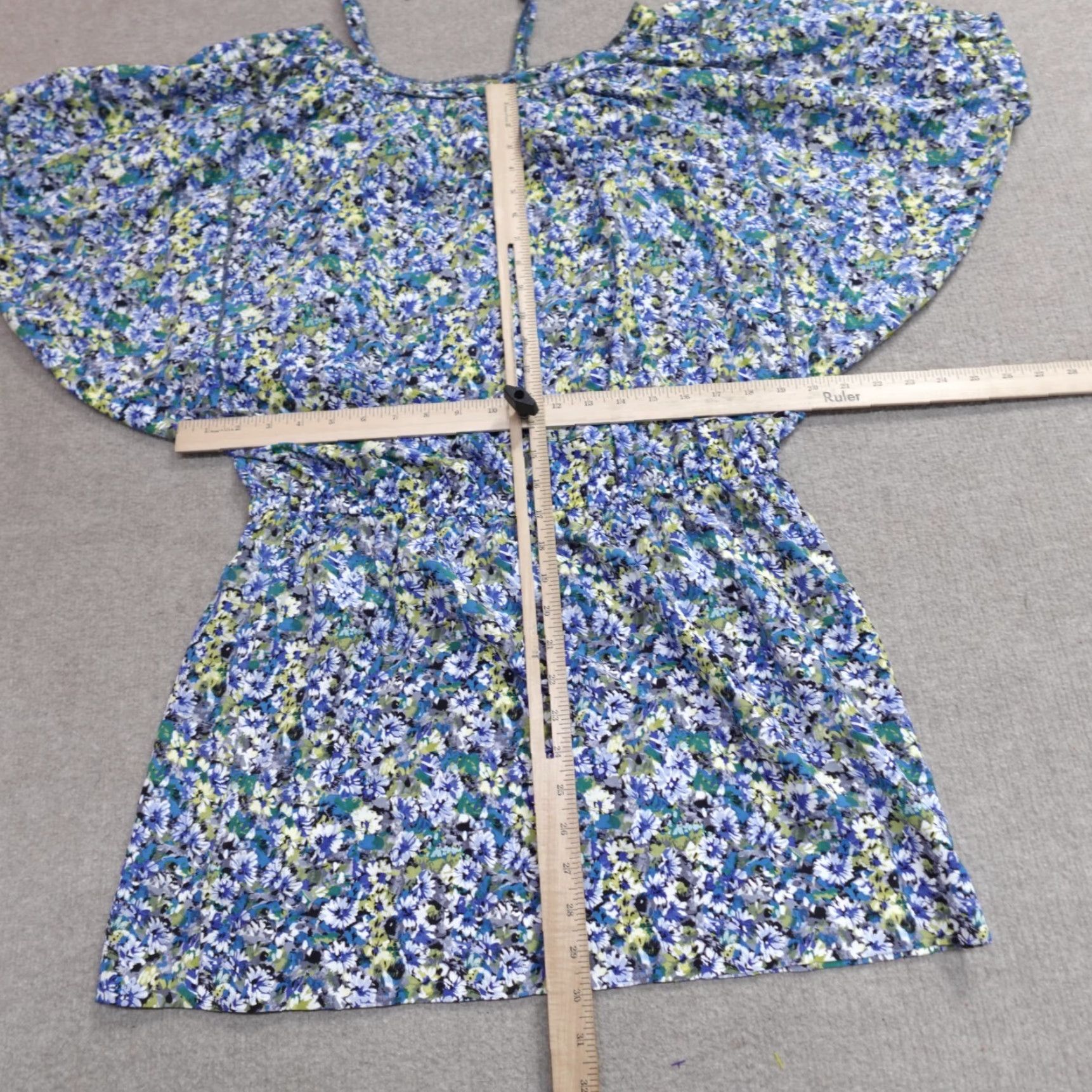 Rebecca Taylor Rebecca Taylor Dress 10 Blue Floral Batwing Sleeves V-Neck Tie Cinched Silk Long 3/4 Sleeve Pockets Womens Size L / US 10 / IT 46 - 5 Thumbnail