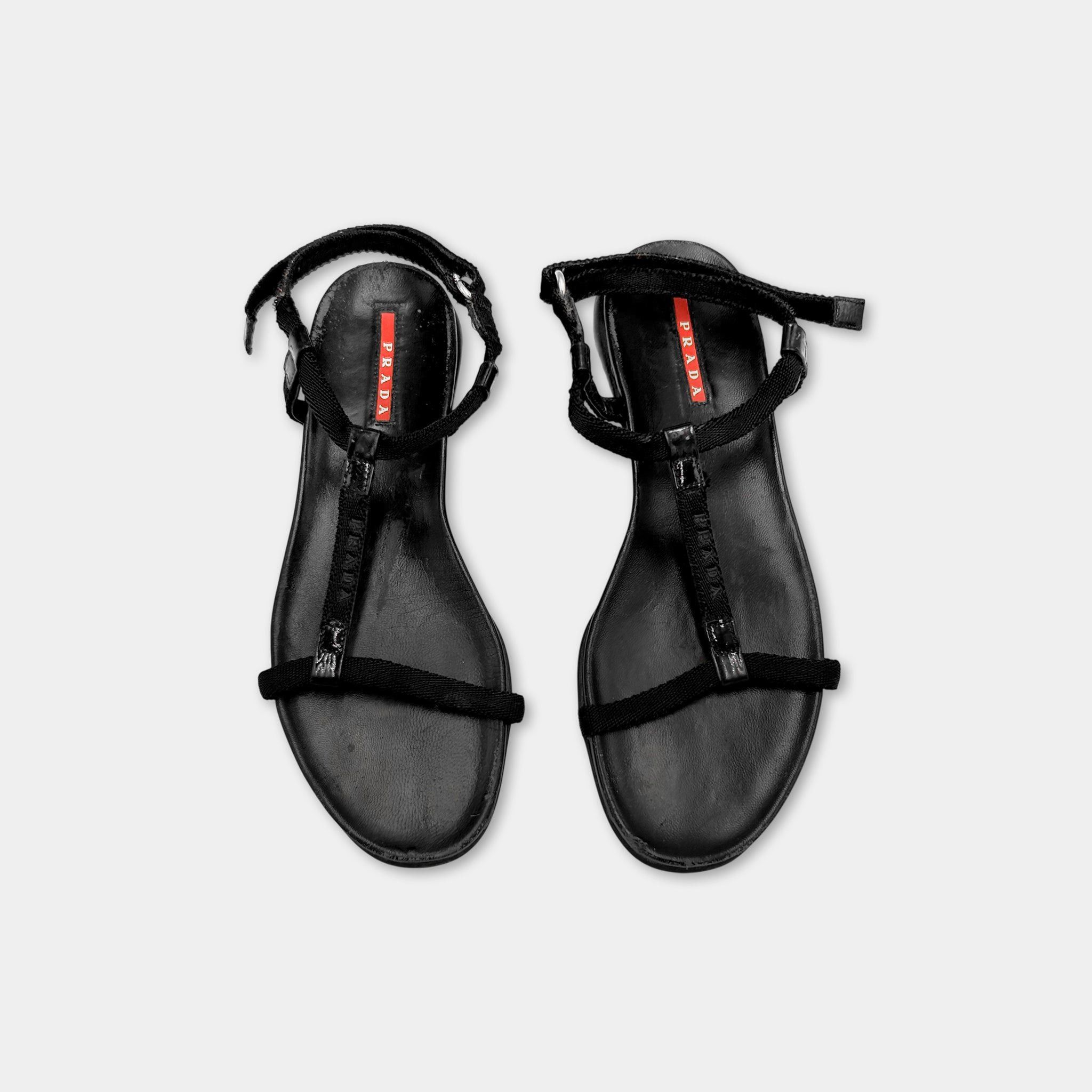 Prada Prada Black Nylon Sandals Size US 8 / IT 38 - 1 Thumbnail