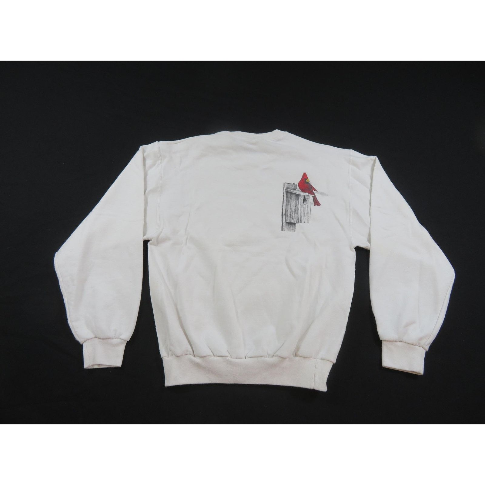 Jerzees Cardinal Sweatshirt, Bird Birdhouse Farm, White Sz M 1990s Size US M / EU 48-50 / 2 - 3 Thumbnail
