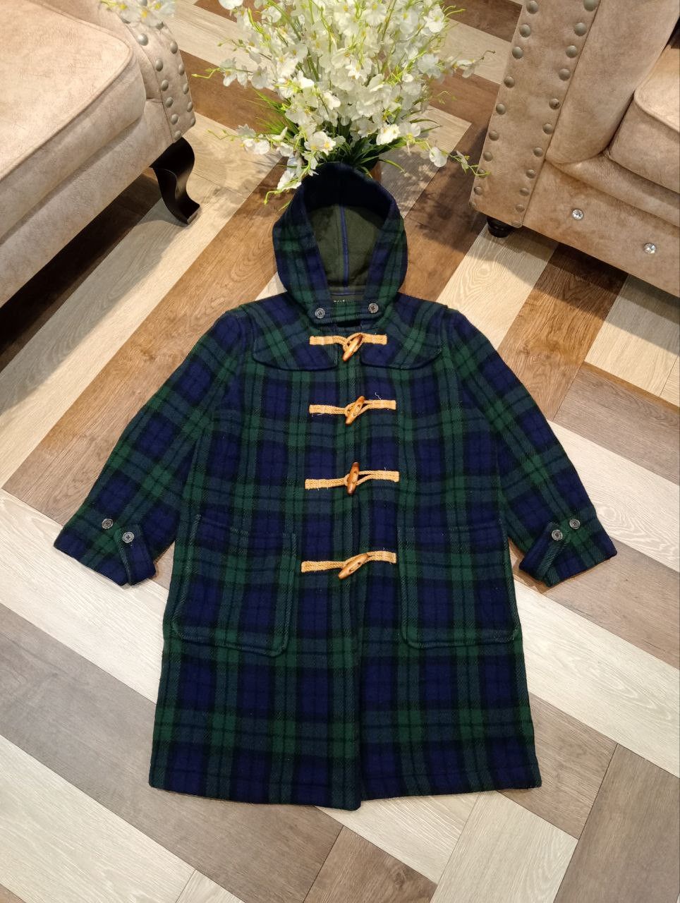 Ralph Lauren RALPH LAUREN HOODIE TARTAN DUFFLE COAT JACKET - SIZE 160 Size US S / EU 44-46 / 1 - 3 Thumbnail