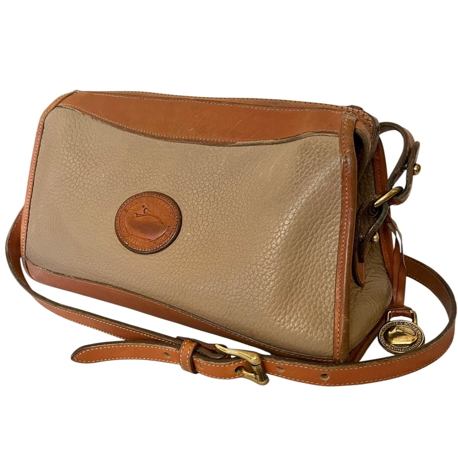 Dooney & Bourke × Vintage Vintage Dooney & Bourke Taupe AWL Classic Zip Top Bag #R19 Size ONE SIZE - 11 Thumbnail