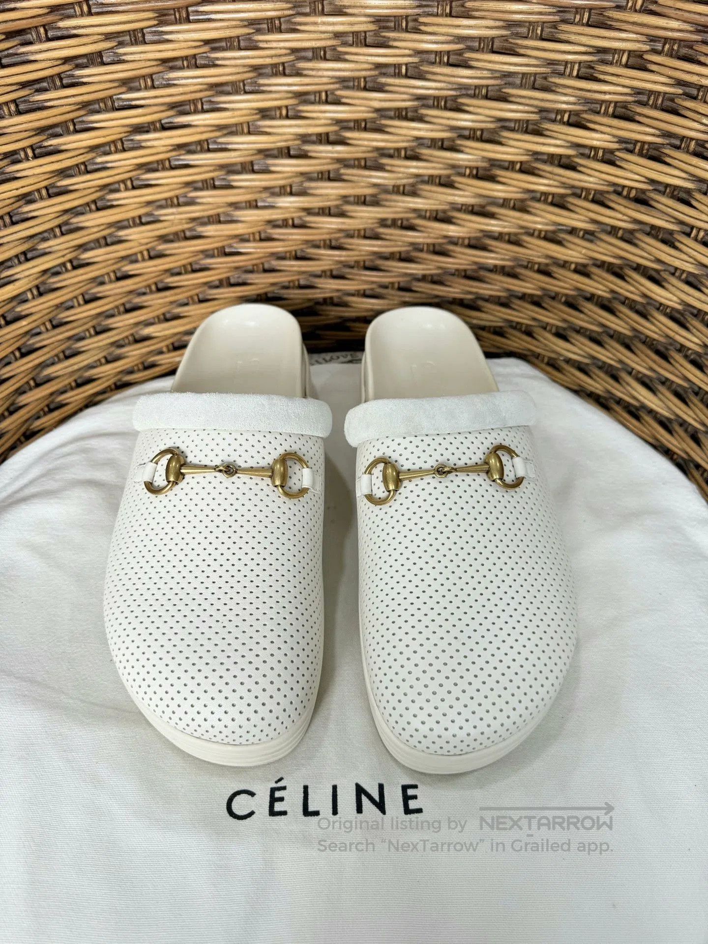 Gucci Gucci Men's White Horsebit Slippers Size 43. Size US 10 / EU 43 - 2 Thumbnail