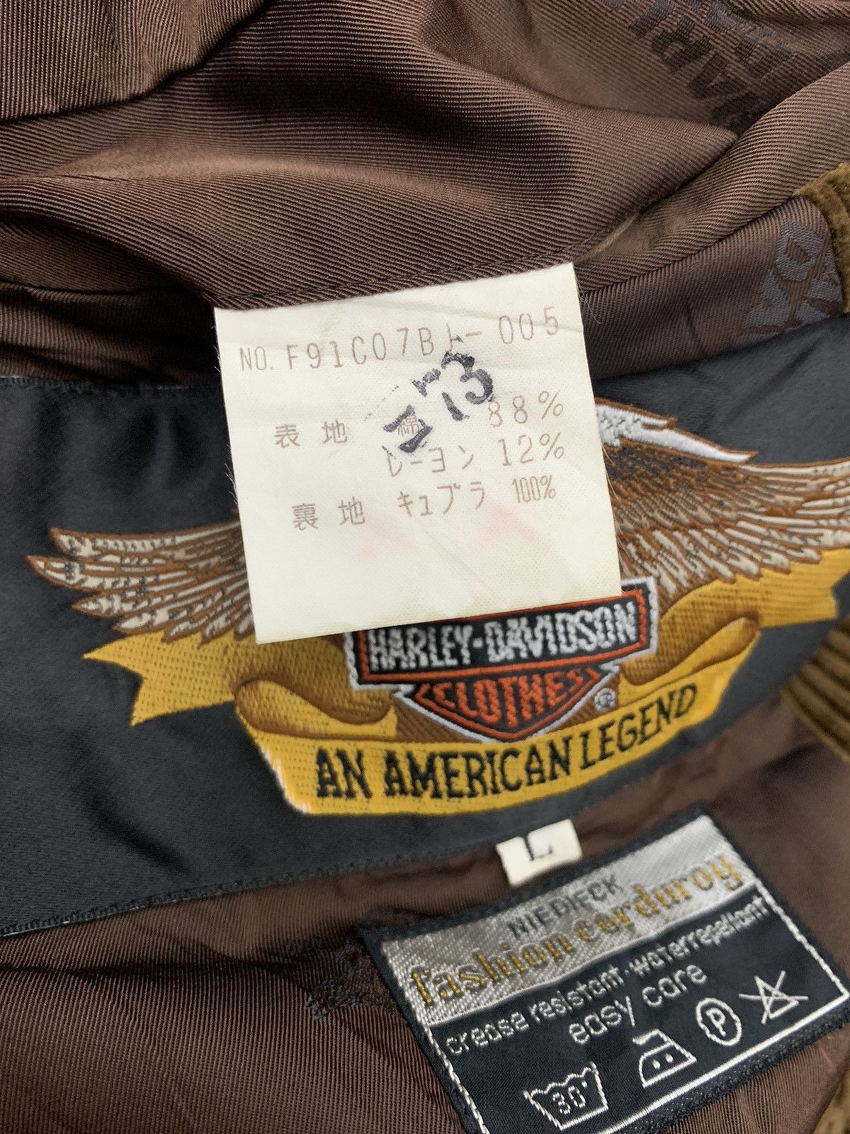 Harley Davidson × Vintage Vintage Harley Davidson corduroy blazer coat leather elbow Size 42L - 8 Thumbnail