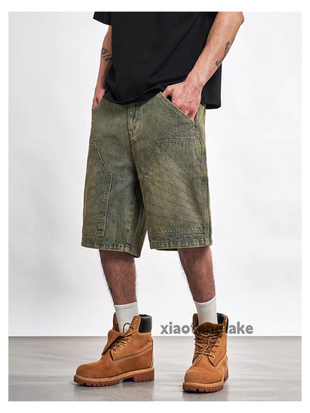 Vintage Unisex washed faded utility punk yuppie cargo shorts Size US 31 - 2 Thumbnail