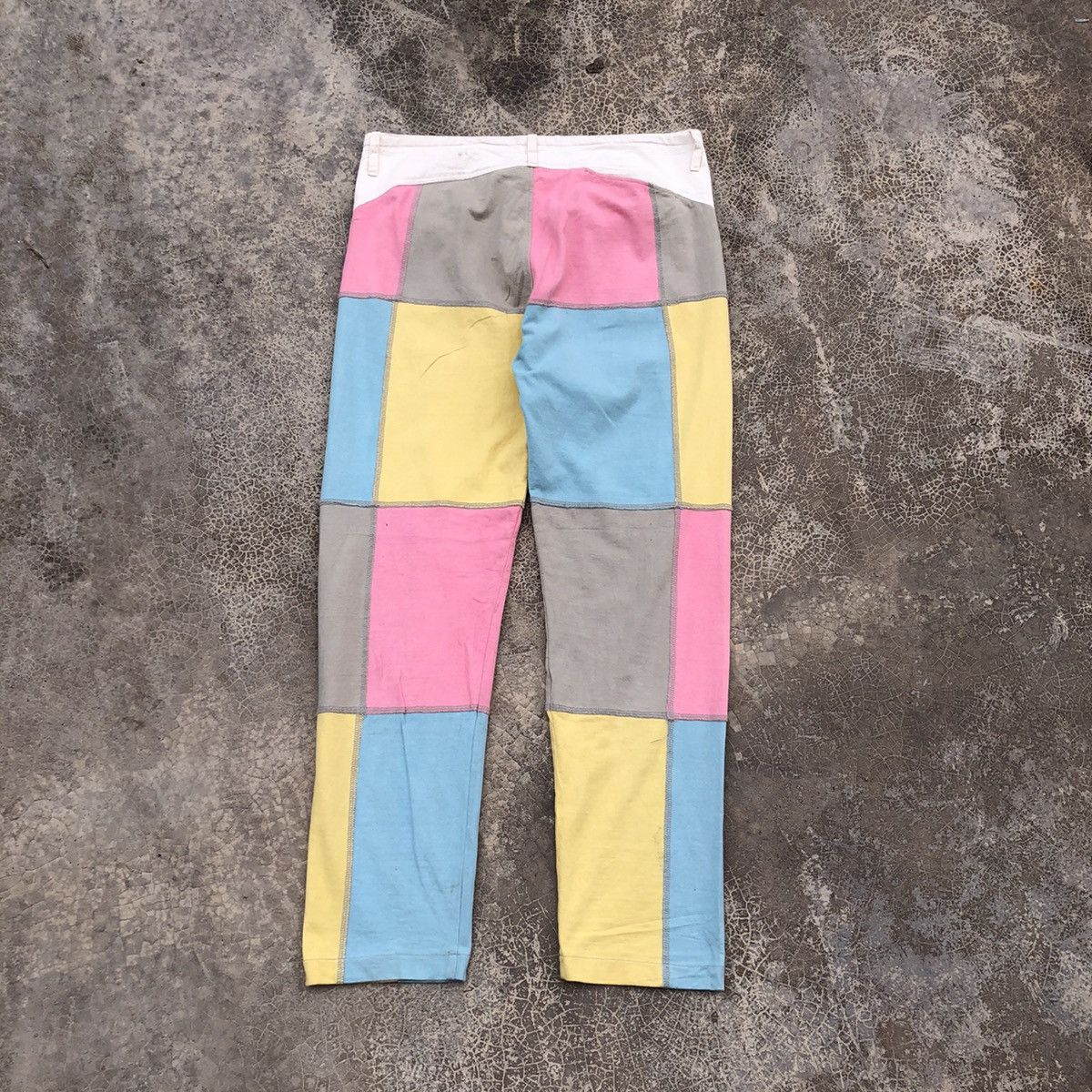 Japanese Brand ELEPHANT BLANC Rare Patchwork Multicolor Design Cotton Pants Size 35" - 2 Thumbnail