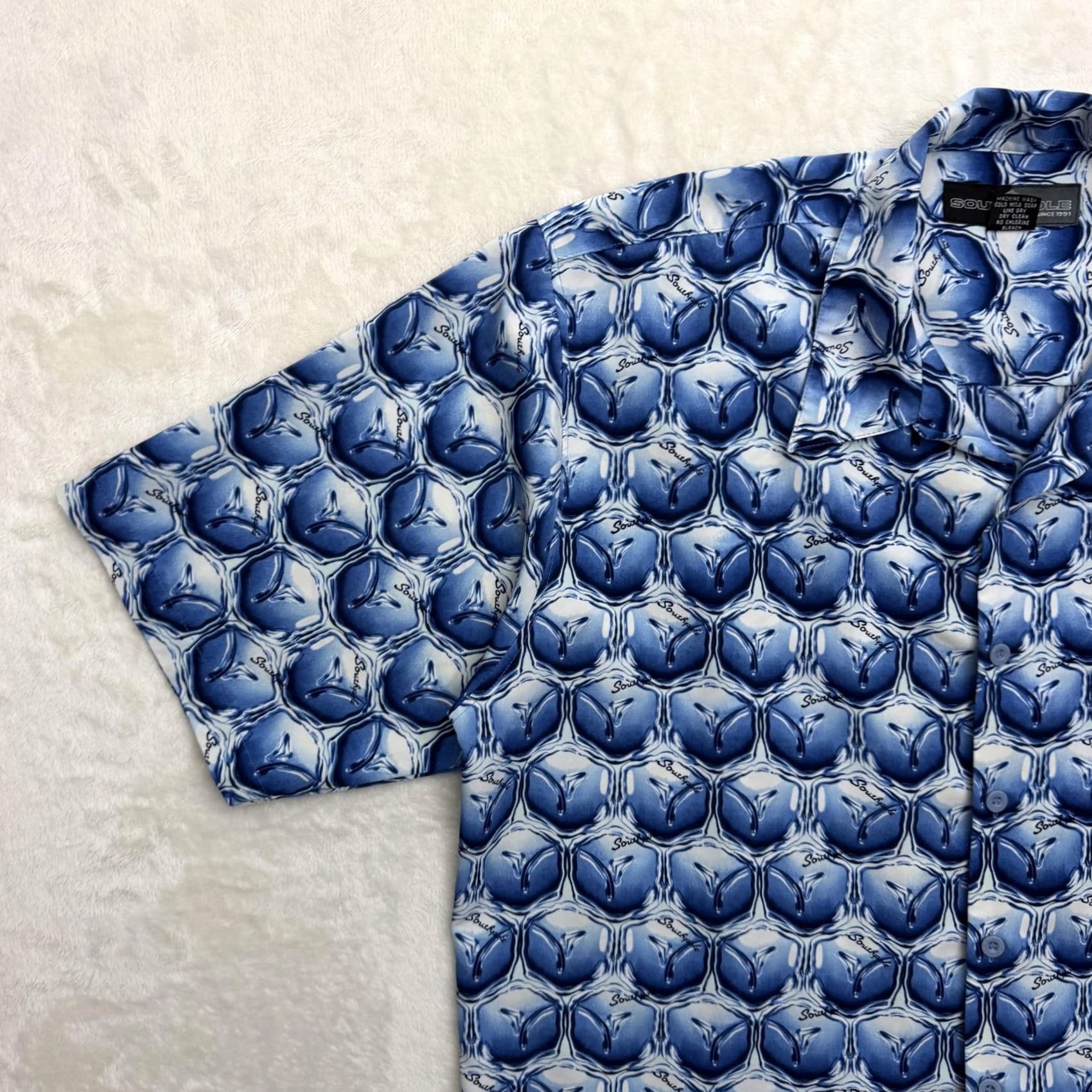 Southpole Southpole Shirt Mens L Blue Geometric Short Sleeve Button Up Casual Summer Size US L / EU 52-54 / 3 - 5 Thumbnail