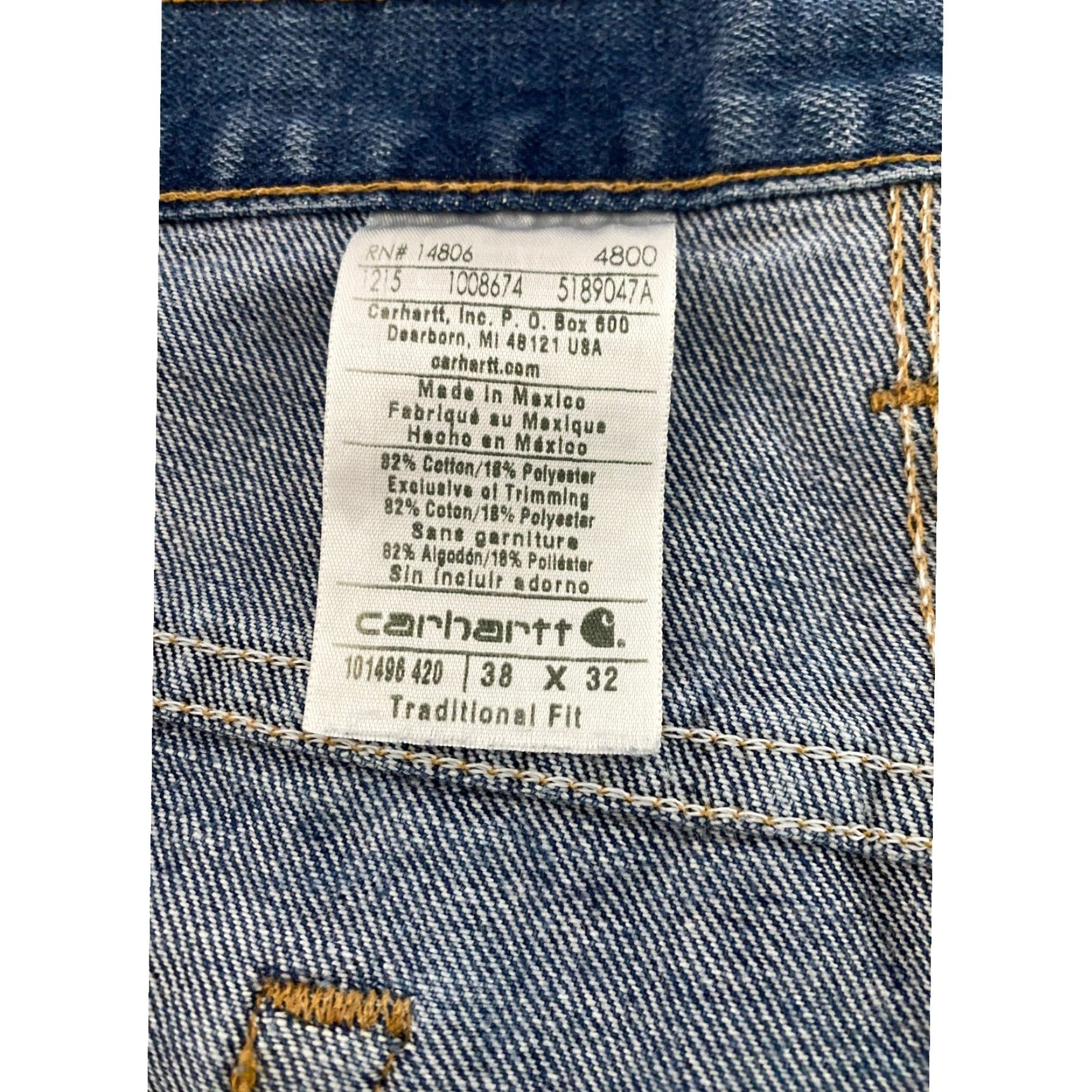 Carhartt Carhartt Jeans Mens 38x32 Medium Wash Blue Denim 101496 420 Regular Straight Denim 5-Pocket Logo Patch Blue Mens Size US 38 / EU 54 - 4 Thumbnail