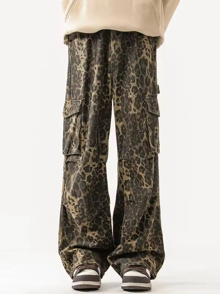 Japanese Brand Y2K Oversized Leopard Print Baggy Cargo Pants Size US 31 - 6 Thumbnail