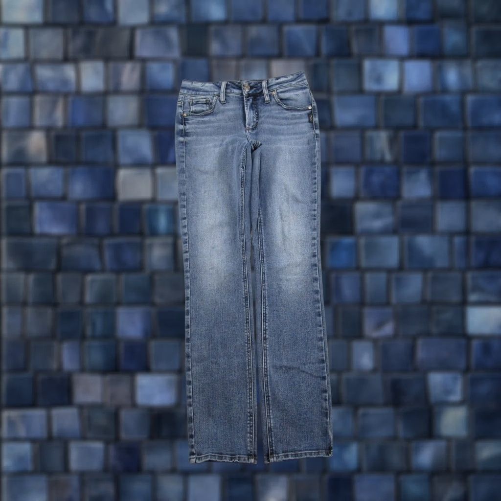 Silver Jeans Co. Silver Jeans Co Blue Stretch Elyse Straight Leg Jeans Womens Size 24x29 Size 42" / US 20 - 1 Thumbnail