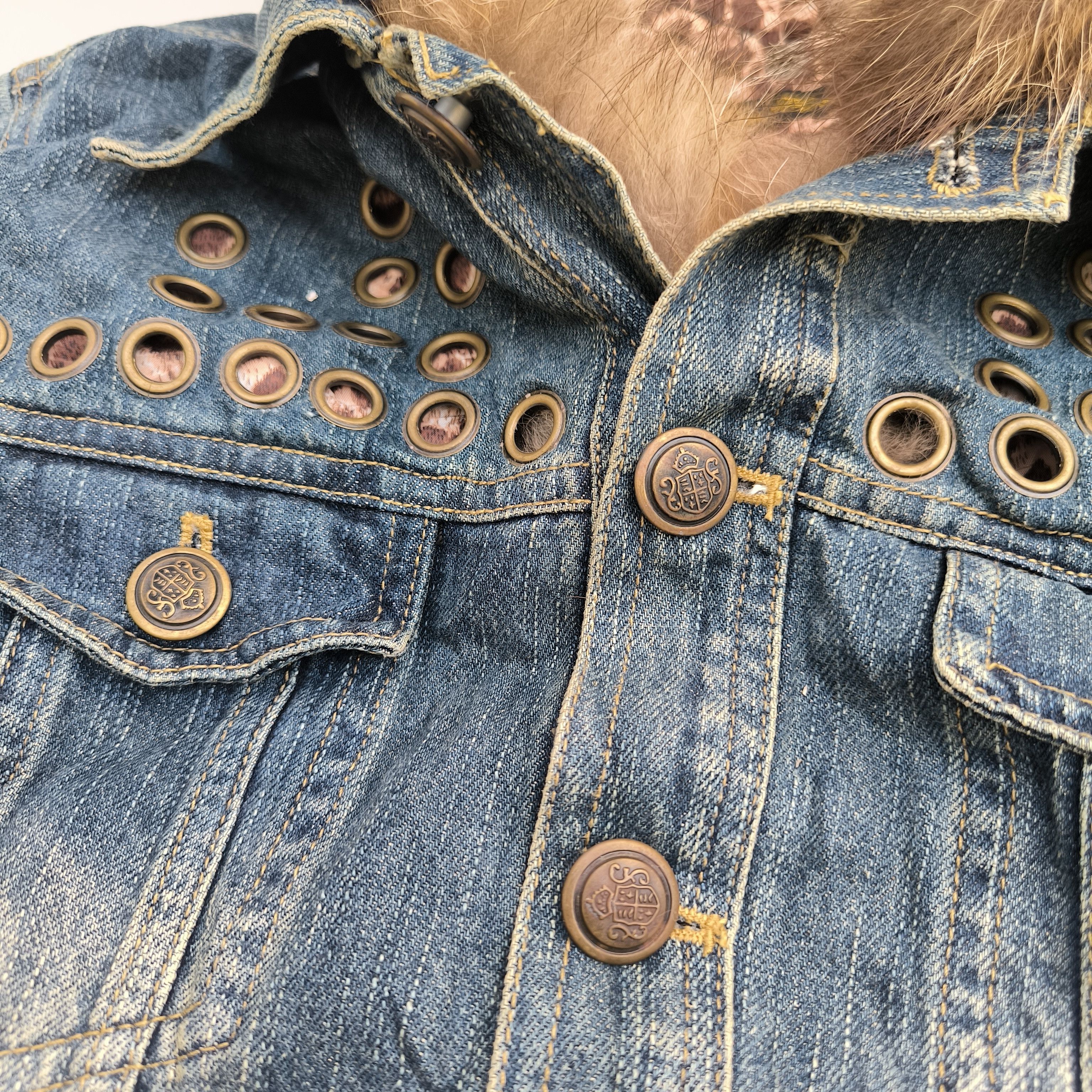 Japanese Brand Fur raccoon crop denim jacket Size S / US 4 / IT 40 - 3 Thumbnail