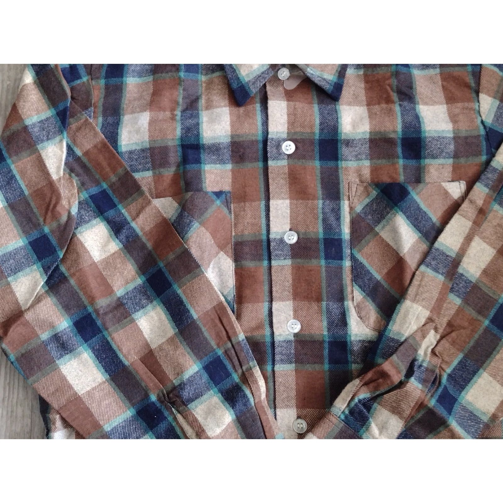Vintage VINTAGE Windbreaker Plaid Flannel Shirt Mens S Regular Long Sleeve Brown Blue NWT/NWOT Size US S / EU 44-46 / 1 - 3 Thumbnail