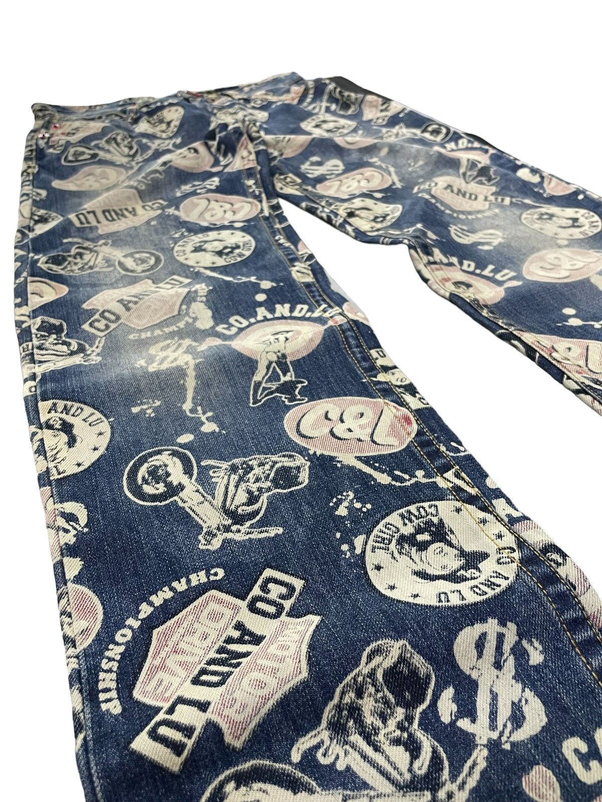 14th Addiction × Hysteric Glamour Co & Lu Japan AOP 666 Hysteric Glamour Styled Denim Pants Size US 29 - 5 Thumbnail